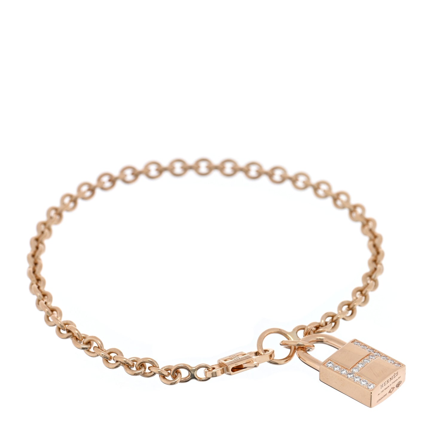 18K Rose Gold Diamond Amulettes Cadenas Bracelet SH