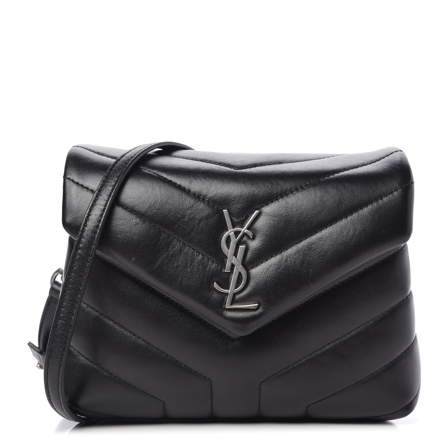 Saint Laurent Calfskin Y Quilted Monogram Toy Loulou Crossbody Bag Black 1 of 9