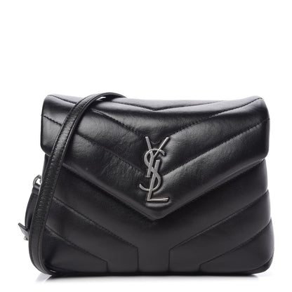 Saint Laurent Calfskin Y Quilted Monogram Toy Loulou Crossbody Bag Black 1 of 9