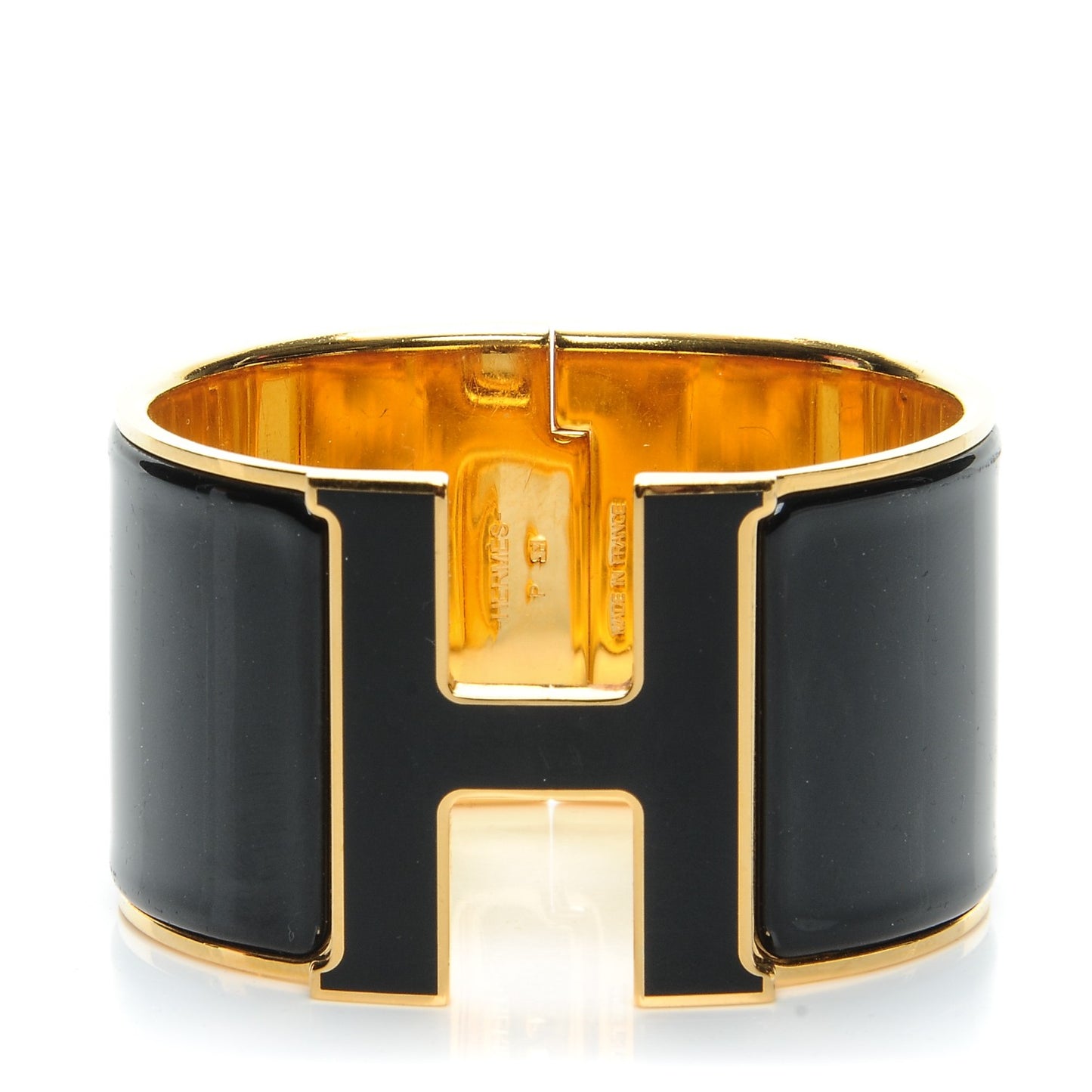 Enamel Extra Wide Clic H Bracelet PM Black