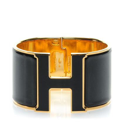 Hermes Enamel Extra Wide Clic H Bracelet PM Black 1 of 6