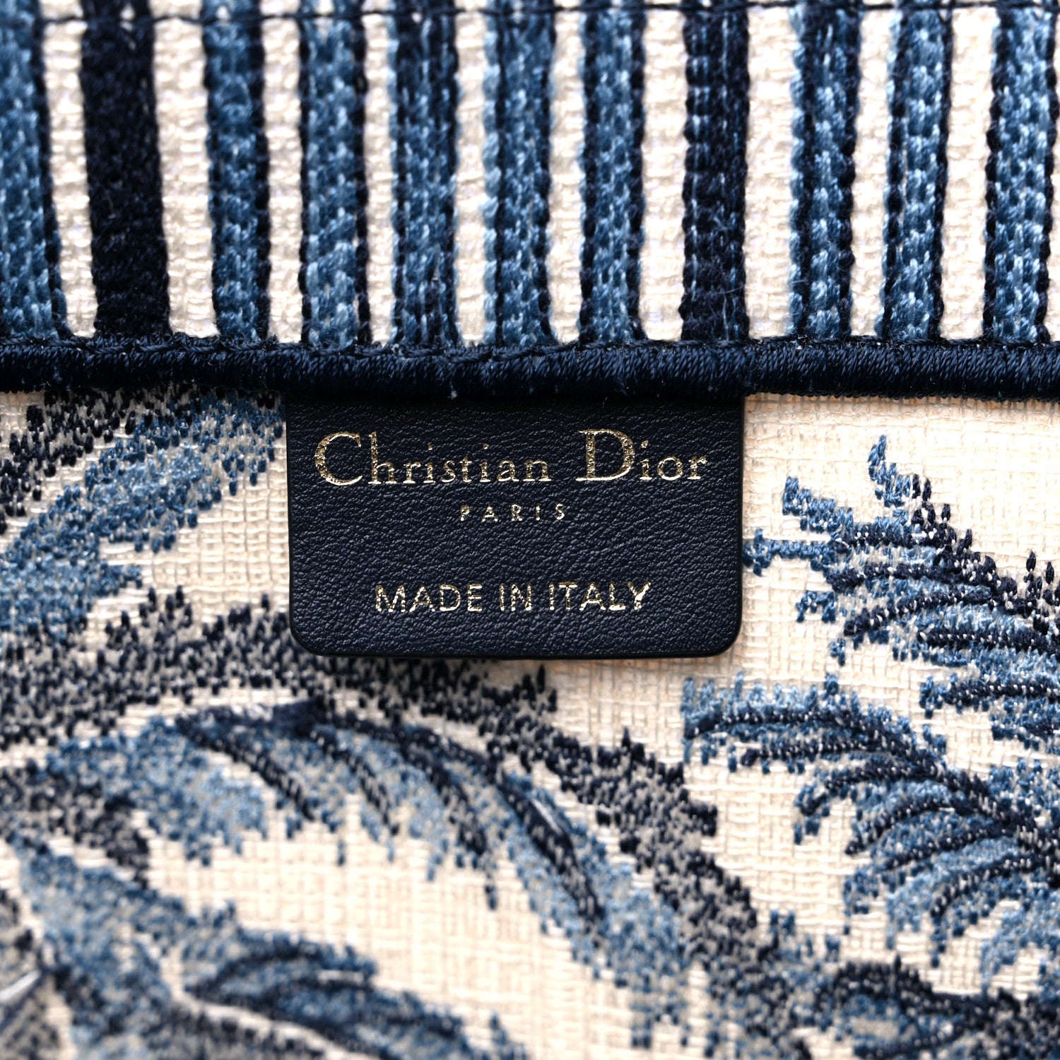 Christian Dior Canvas Embroidered Large Palm Tree Toile De Jouy Book Tote Blue Multicolor 6 of 13
