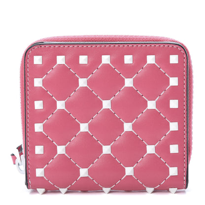 Valentino Garavani Lambskin Free Rockstud Spike Compact Zip Around Wallet Shadow Pink 1 of 9