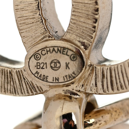 Chanel Resin Crystal CC Heart Drop Earrings Red Gold 7 of 10