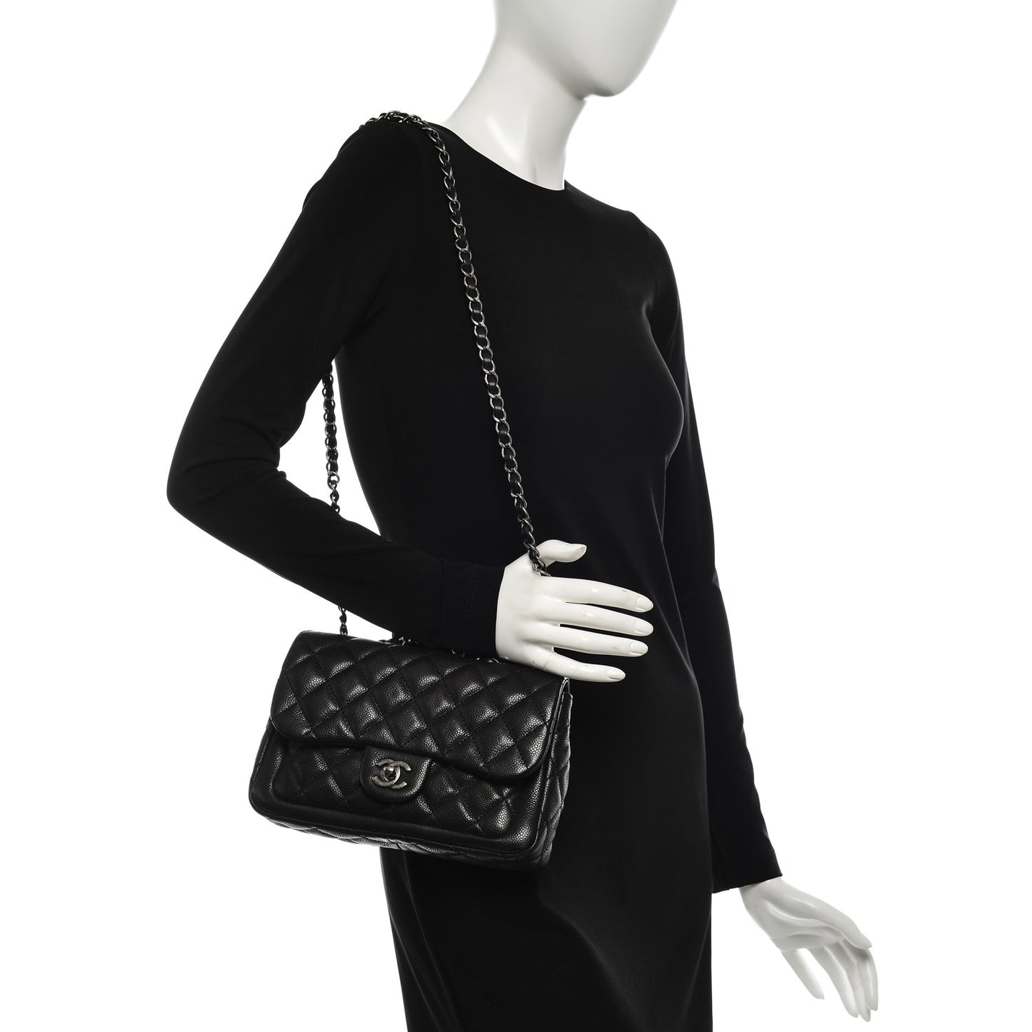 Caviar Quilted Medium Now and Forever Flap Black