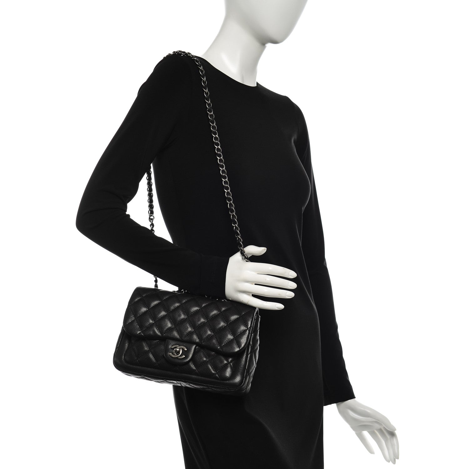 Chanel Caviar Quilted Medium Now and Forever Flap Black 2 of 7