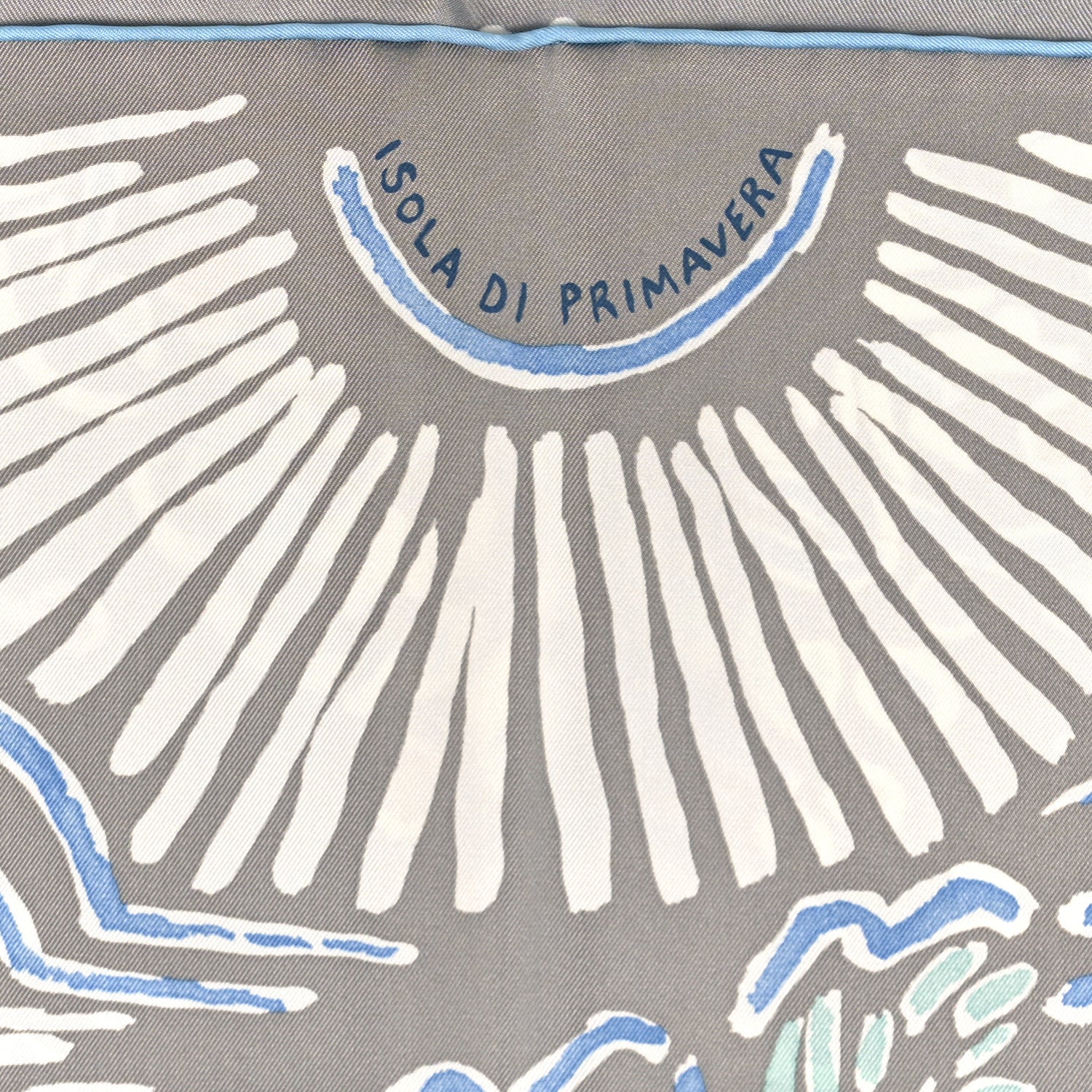 Hermes Silk Isola Di Primavera Scarf 90 Gris Clair Bleu Paradis 4 of 4