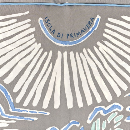 Hermes Silk Isola Di Primavera Scarf 90 Gris Clair Bleu Paradis 4 of 4