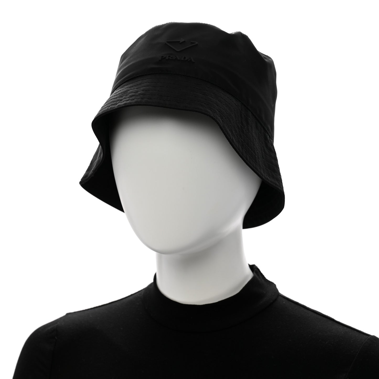 Re-Nylon Rubber Logo Mens Bucket Hat S Black