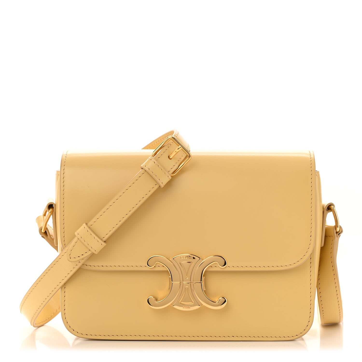 Celine Shiny Calfskin Teen Triomphe Light Yellow 1 of 14