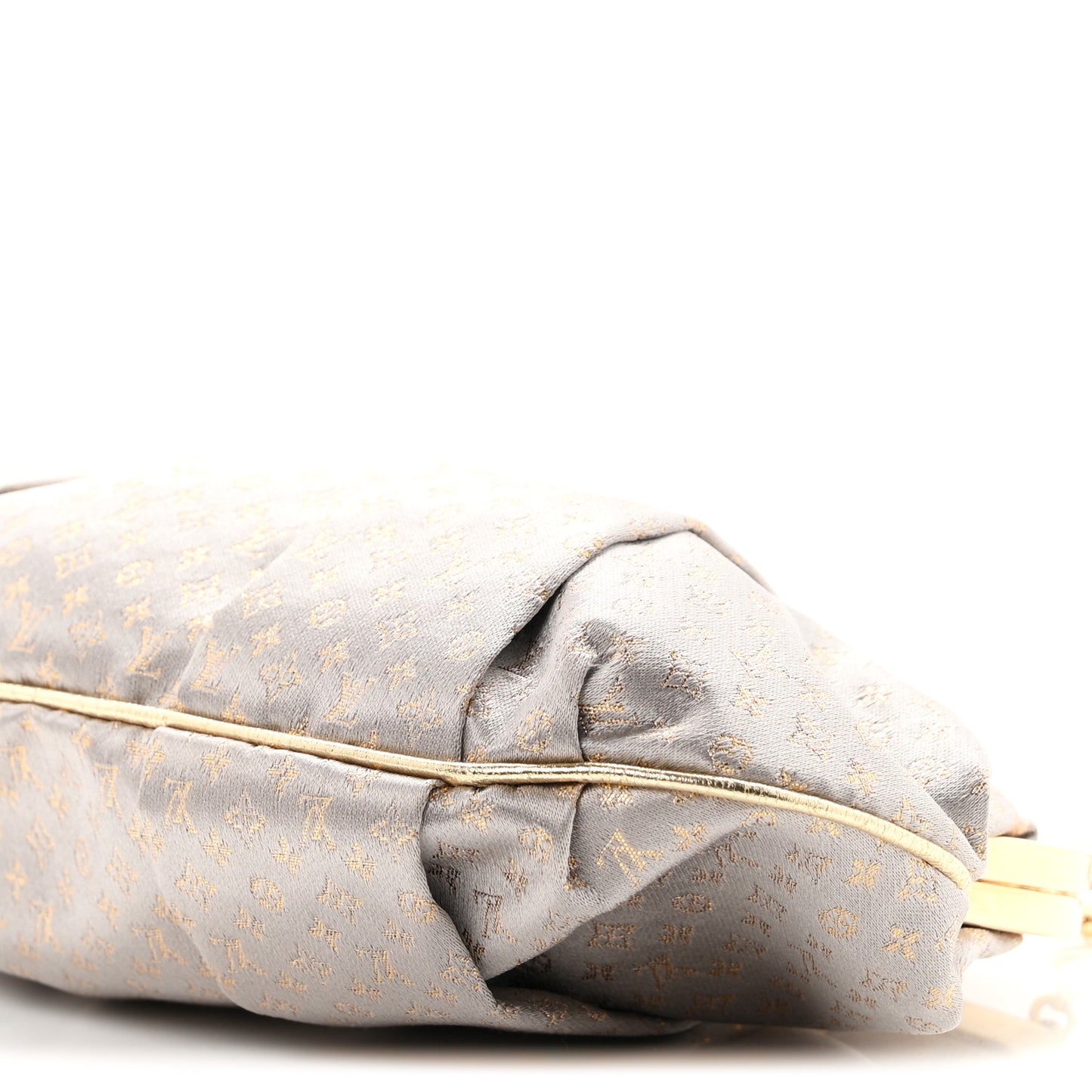 Satin Monogram Aumoniere Clutch Silver