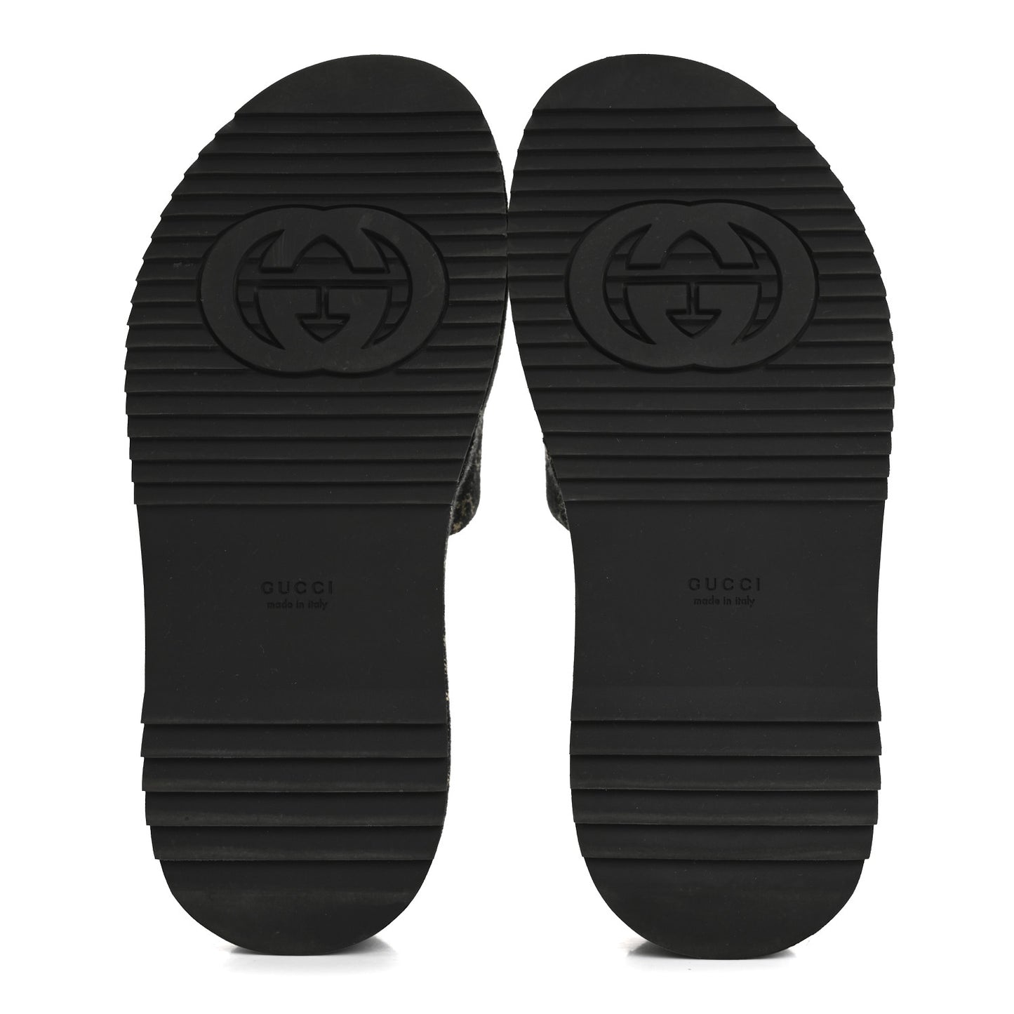 Jacquard Black Denim GG Monogram Angelina Platform 55mm Slide Sandals 36 Black Ivory