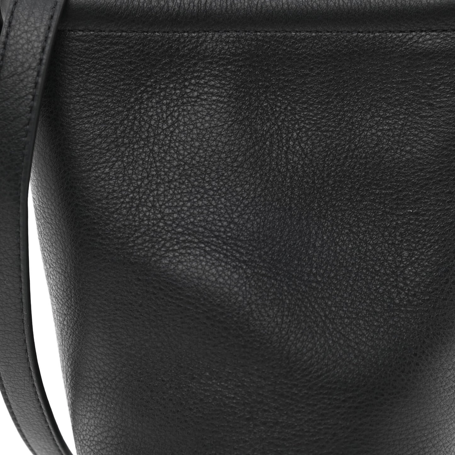 Pebbled Calfskin Mini Zip Bucket Bag Black