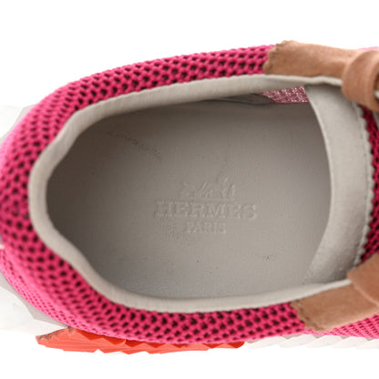 Hermes Air Mesh Suede Goatskin Bouncing Sneakers 38 Rose Multicolor 7 of 21