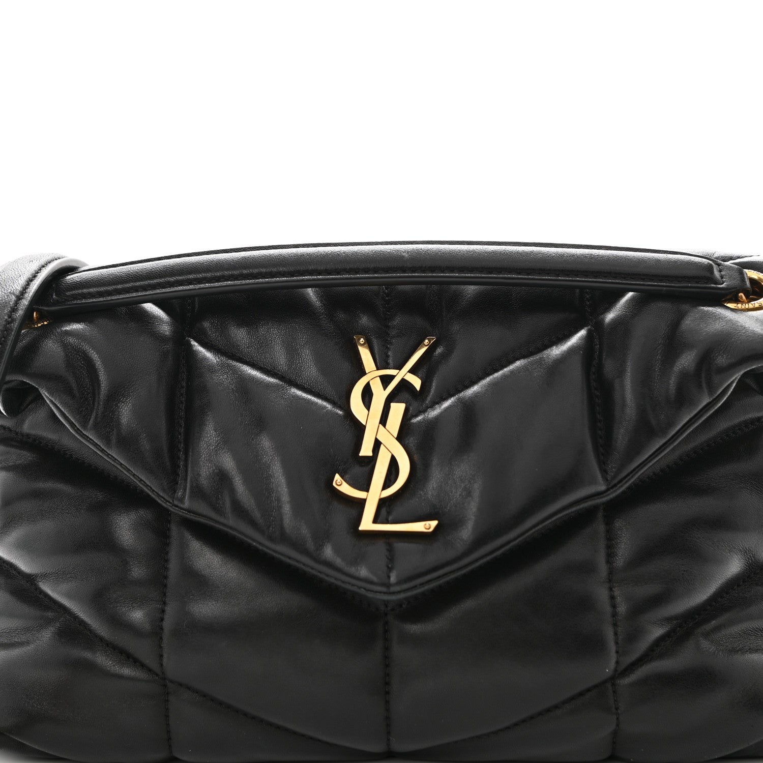 Saint Laurent Lambskin Quilted Small Loulou Puffer Monogram Chain Satchel Black 10 of 12