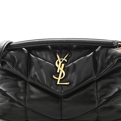 Saint Laurent Lambskin Quilted Small Loulou Puffer Monogram Chain Satchel Black 10 of 12