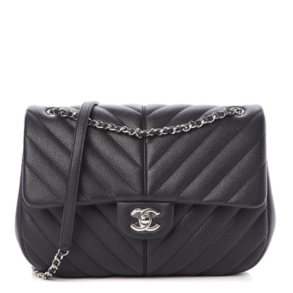 Chanel Caviar Chevron Quilted Small Puffy CC Flap Black 1 of 8