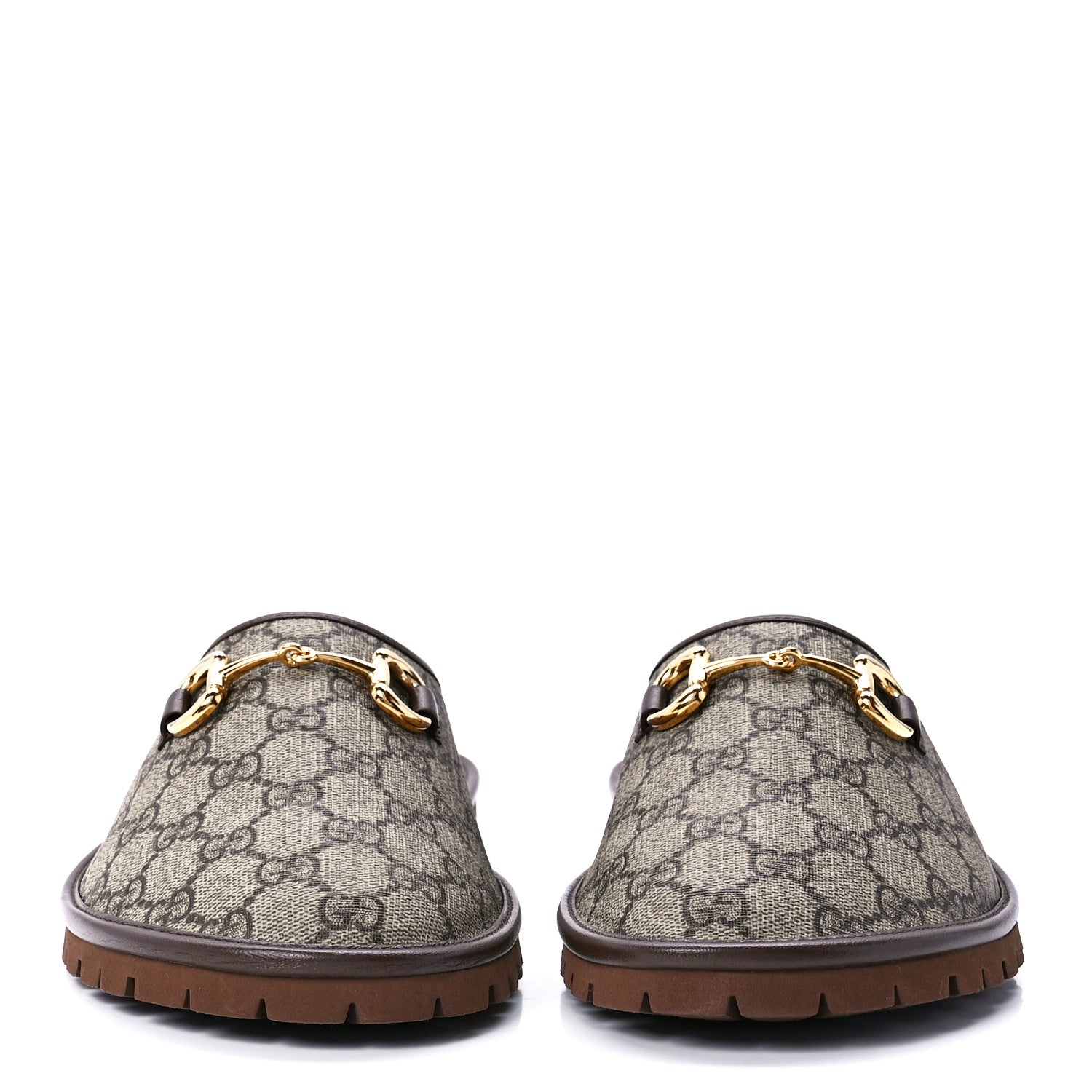 Gucci GG Supreme Monogram Granada Kid Mens Horsebit Lug Sole Mules 9 Beige Ebony New Acero 2 of 9