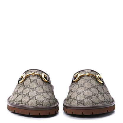 Gucci GG Supreme Monogram Granada Kid Mens Horsebit Lug Sole Mules 9 Beige Ebony New Acero 2 of 9