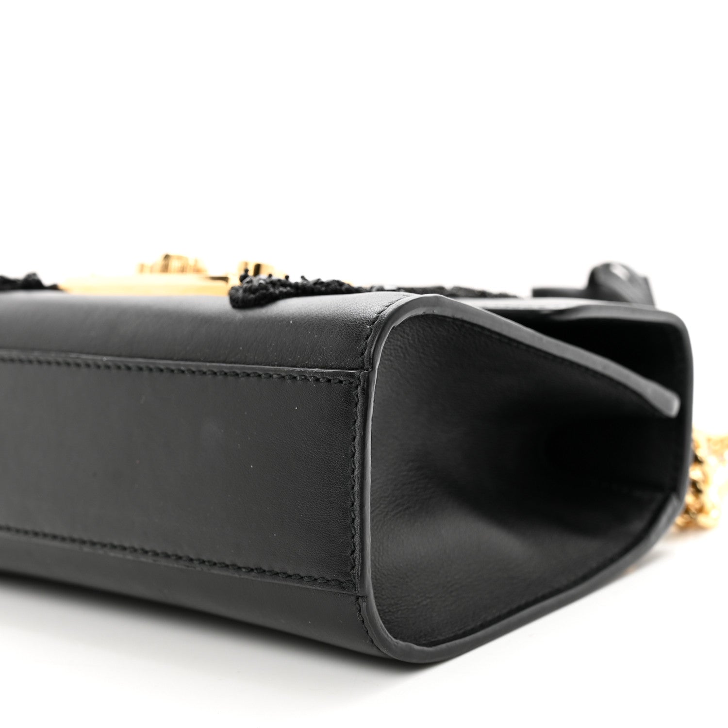 Gucci Calfskin Crystal Snake Embroidered Small Padlock Shoulder Bag Black 10 of 10