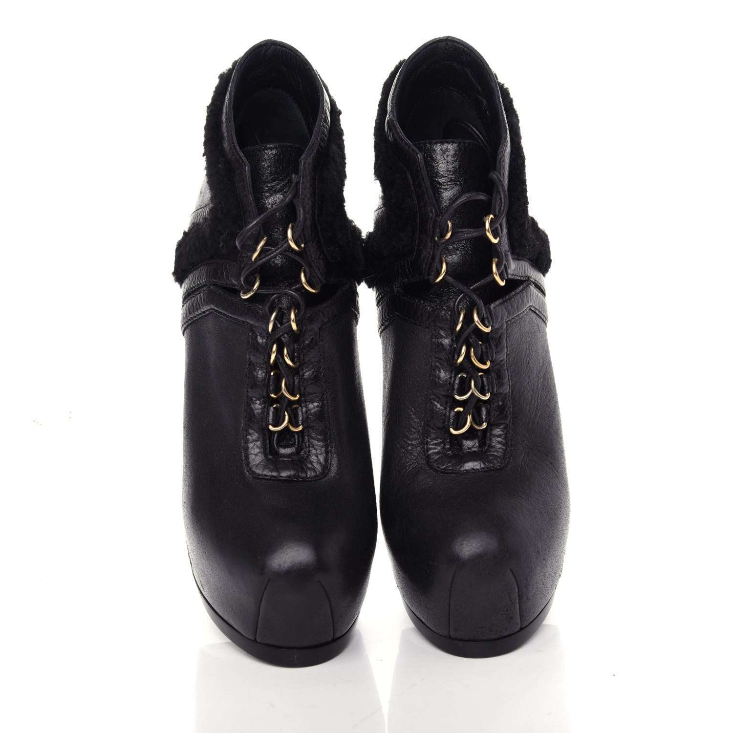 Saint Laurent Nappa Shearling Tribtoo 140 Platform Boots 36 Black 5 of 10
