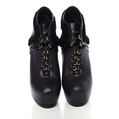 Saint Laurent Nappa Shearling Tribtoo 140 Platform Boots 36 Black 5 of 10