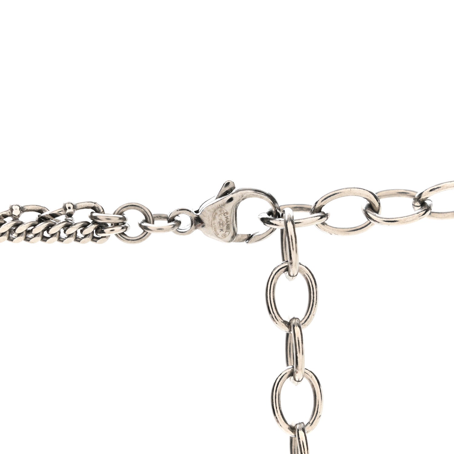 Chanel Glass Pearl Crystal CC Leaf Multi Strand Long Necklace Ruthenium 4 of 5