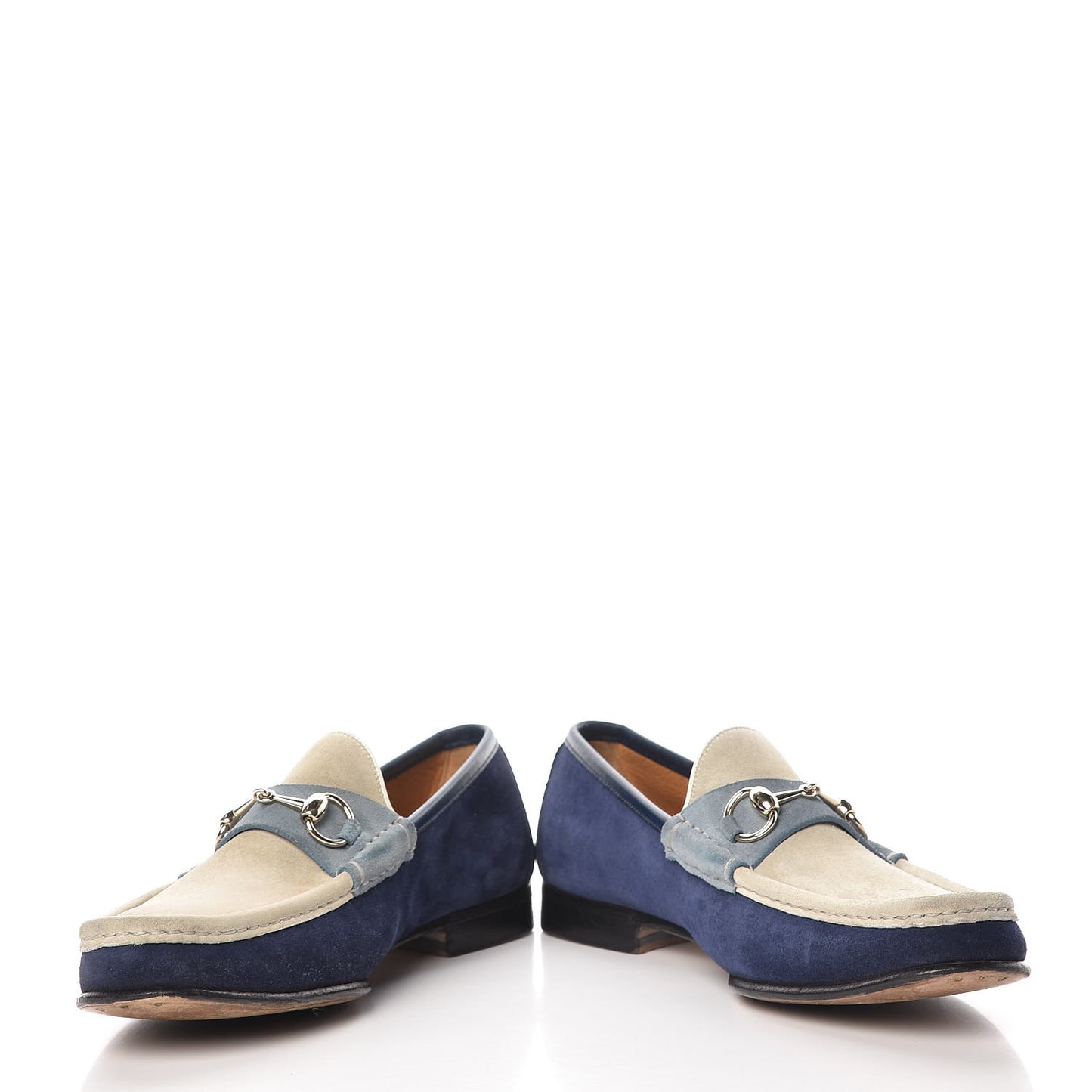Suede Mens Horsebit Loafers 8.5 Blue Beige