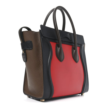 Celine Bullhide Calfskin Micro Luggage Tri-Color Bright Red 3 of 10