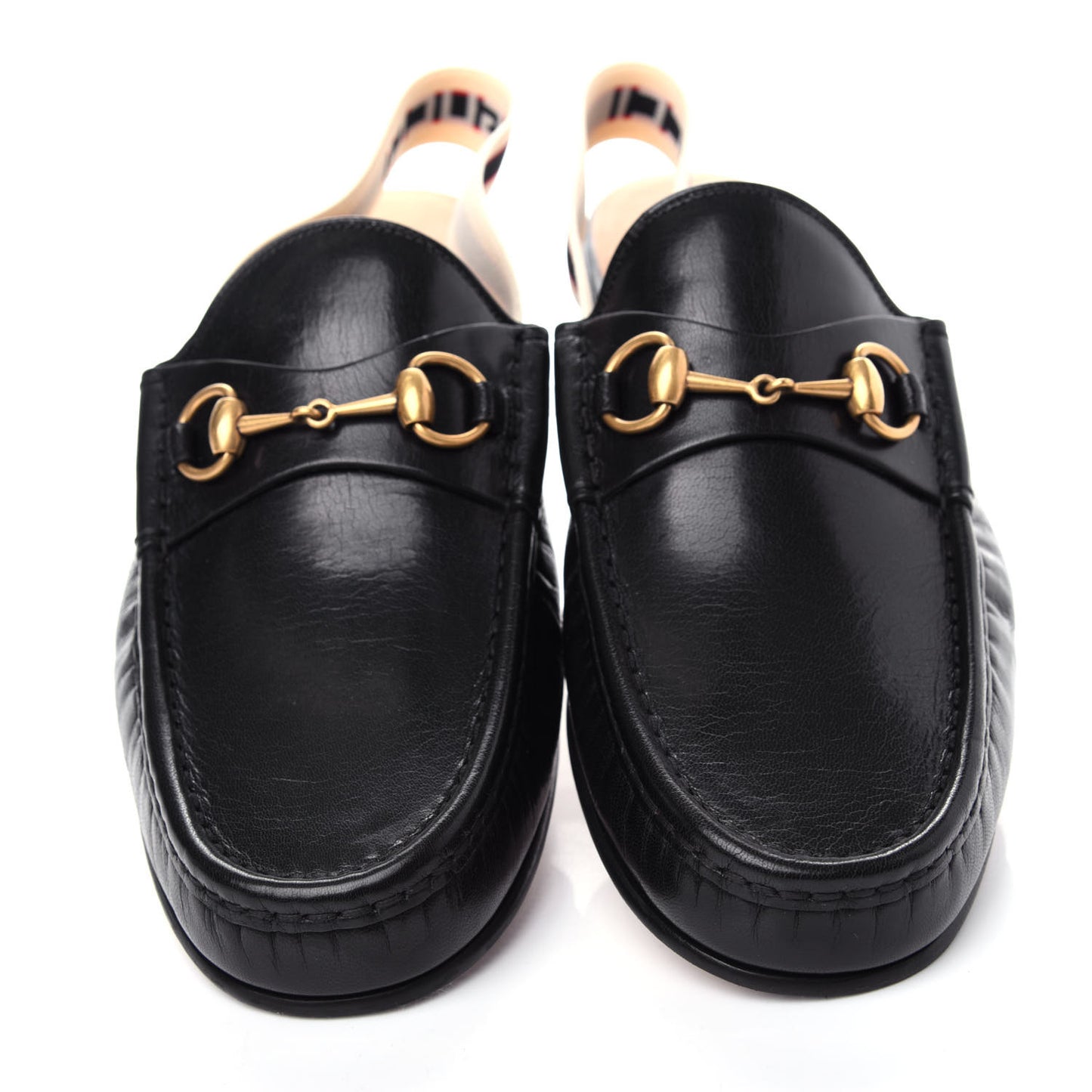 Goatskin Stripe Mens Horsebit Slingback Slippers 11.5 Black