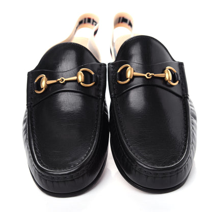 Gucci Goatskin Stripe Mens Horsebit Slingback Slippers 11.5 Black 5 of 11