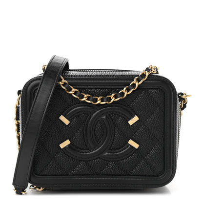 Chanel Caviar Quilted CC Filigree Vanity Clutch With Chain Black 1 of 11
