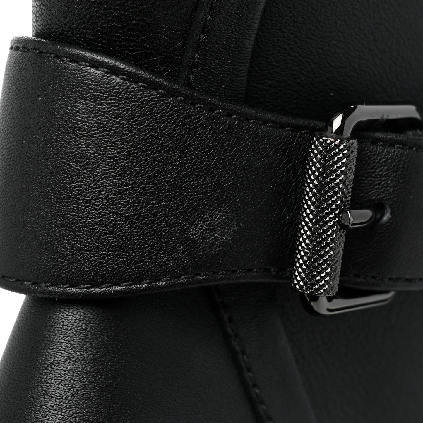 Calfskin Macademia 100 Biker Platform Boots 40.5 Black