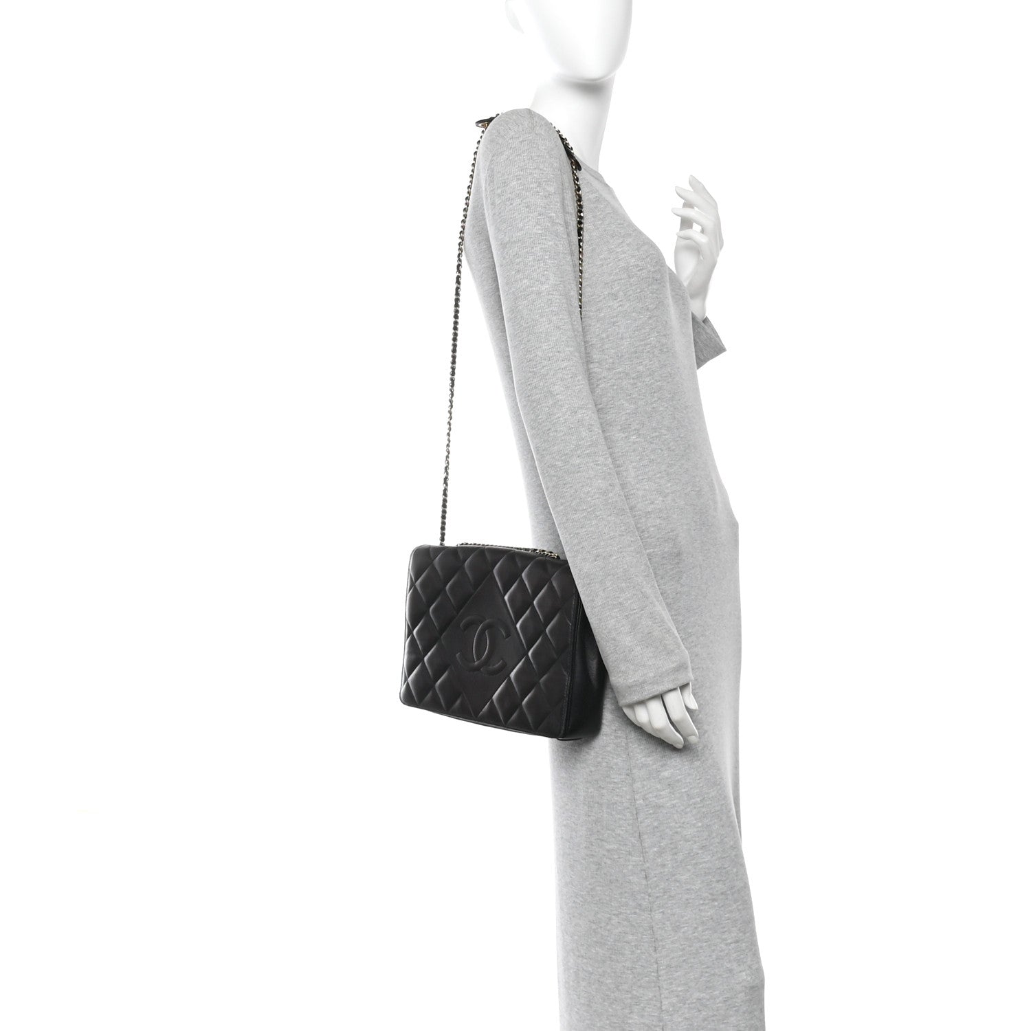 Chanel Lambskin Quilted Medium Diamond CC Flap Black 2 of 13