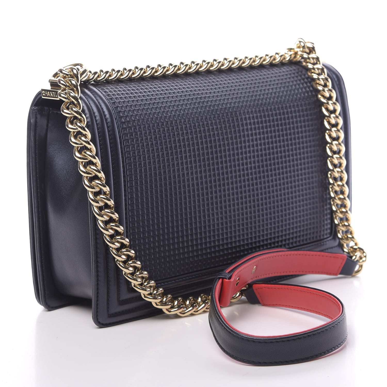 Chanel Lambskin Embossed New Medium Boy Cube Flap Navy 4 of 11