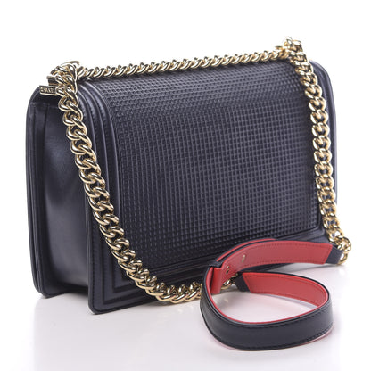 Chanel Lambskin Embossed New Medium Boy Cube Flap Navy 4 of 11
