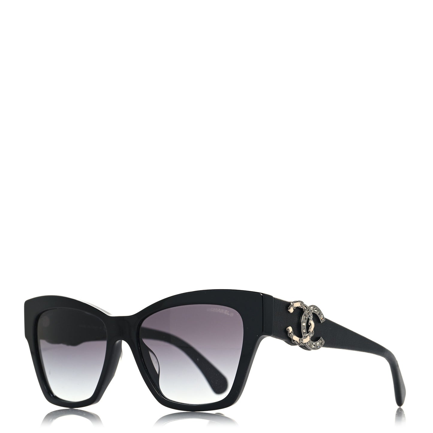 Acetate Square Cat Eye CC Sunglasses 5456-Q-A Black