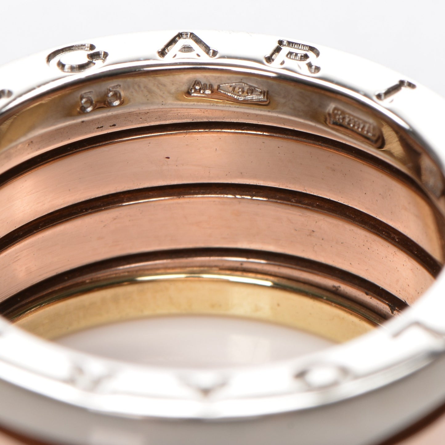 18K Rose White Yellow Gold B.Zero1 Four-Band Ring 55 7.25