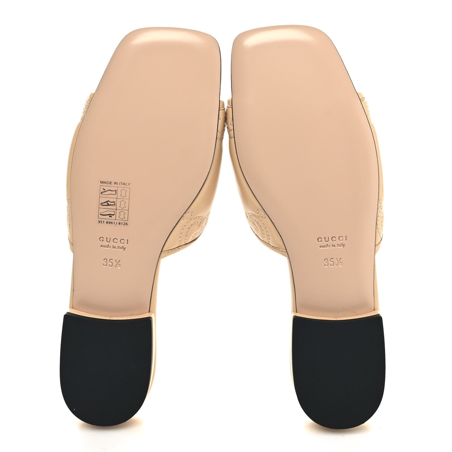 Gucci Nappa GG Matelasse GG Marmont Flat Slide Sandals 35.5 Naturale 5 of 9