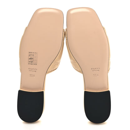 Gucci Nappa GG Matelasse GG Marmont Flat Slide Sandals 35.5 Naturale 5 of 9