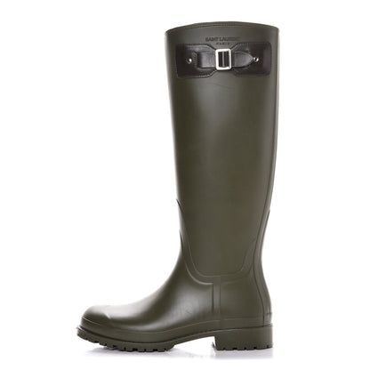 Saint Laurent Rubber Festival 25 High Rain Boots 38 Khaki 1 of 10
