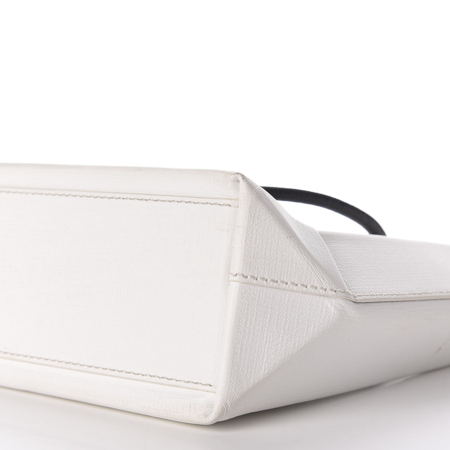 Squared Calfskin Logo Shopping Tote XXS White