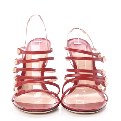 Gucci Malaga Kid Aneta Ladder-Strap 95mm Sandals 39.5 Carmine Rose 2 of 9