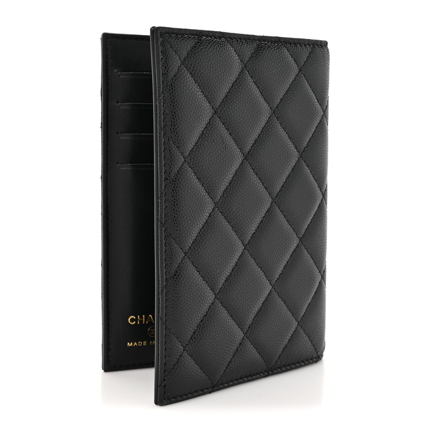 Chanel Caviar Quilted Crystal CC Passport Holder Black 3 of 8