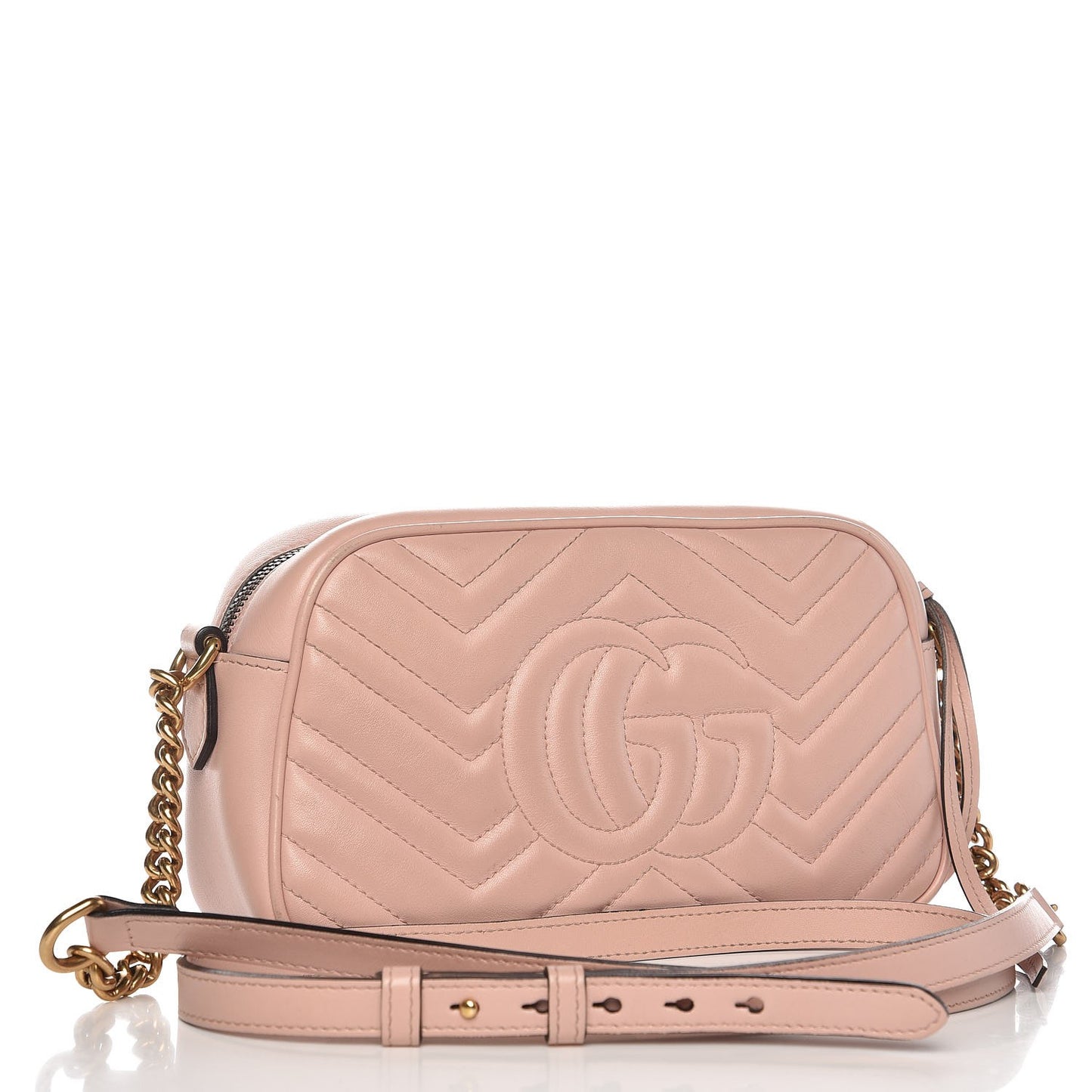 Calfskin Matelasse Small GG Marmont Chain Shoulder Bag Perfect Pink