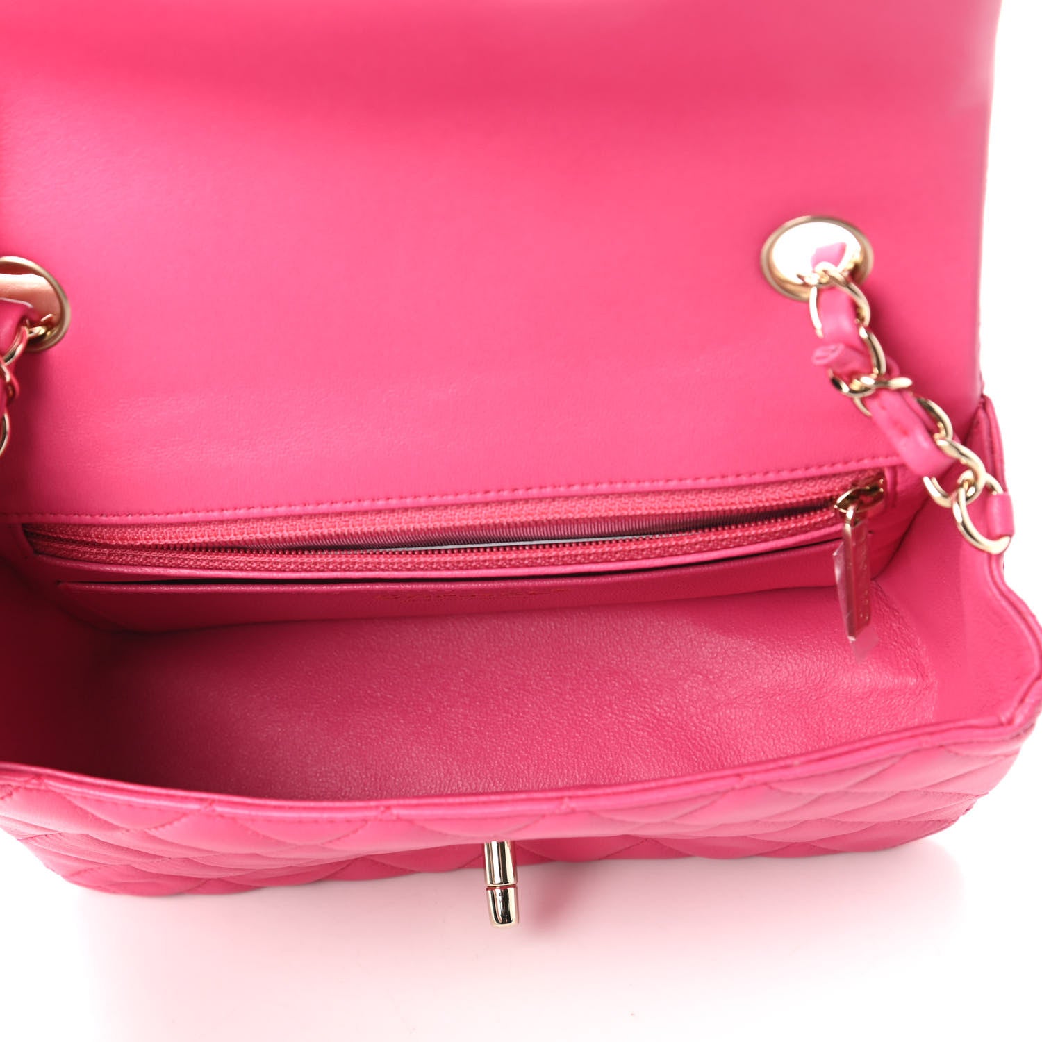 Chanel Lambskin Quilted Mini Rectangular Flap Dark Pink 5 of 11