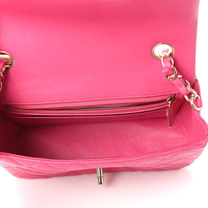 Chanel Lambskin Quilted Mini Rectangular Flap Dark Pink 5 of 11