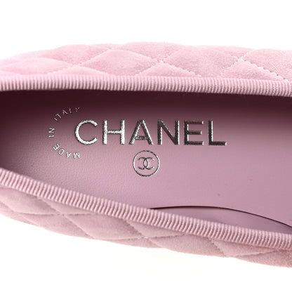 Chanel Suede Quilted Cap Toe CC Ballerina Flats 38.5 Light Pink 8 of 10