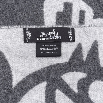 Hermes Cashmere Boucles et Camails Muffler Anthracite Gris Clair 4 of 4