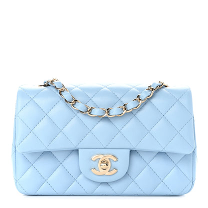 Chanel Lambskin Quilted Mini Rectangular Flap Light Blue 1 of 11
